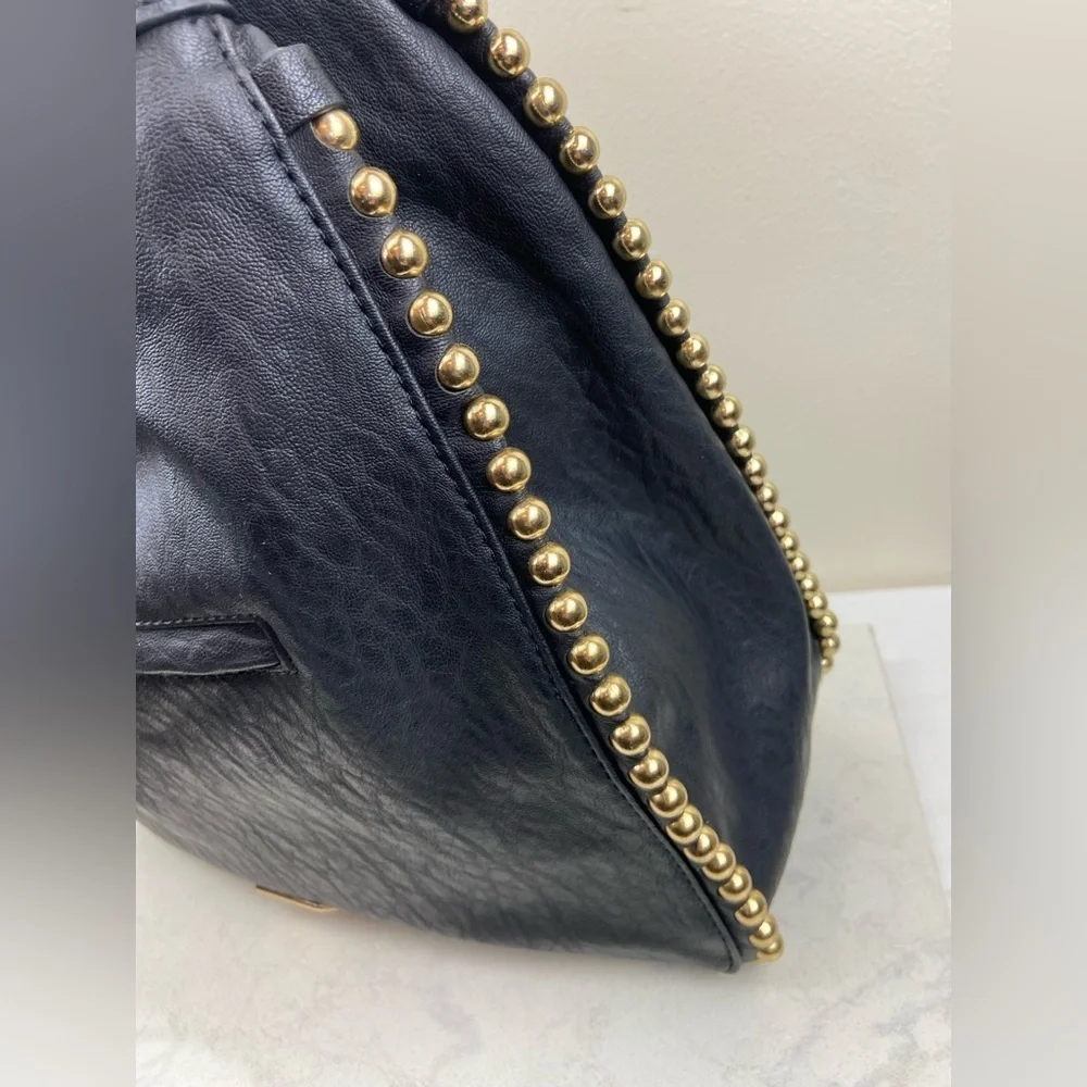Jessica Simpson Studded Black and Gold Hobo Shoulder Purse